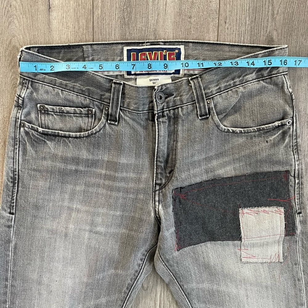 Levis Custom Patchwork Distressed Denim Jeans - image 6